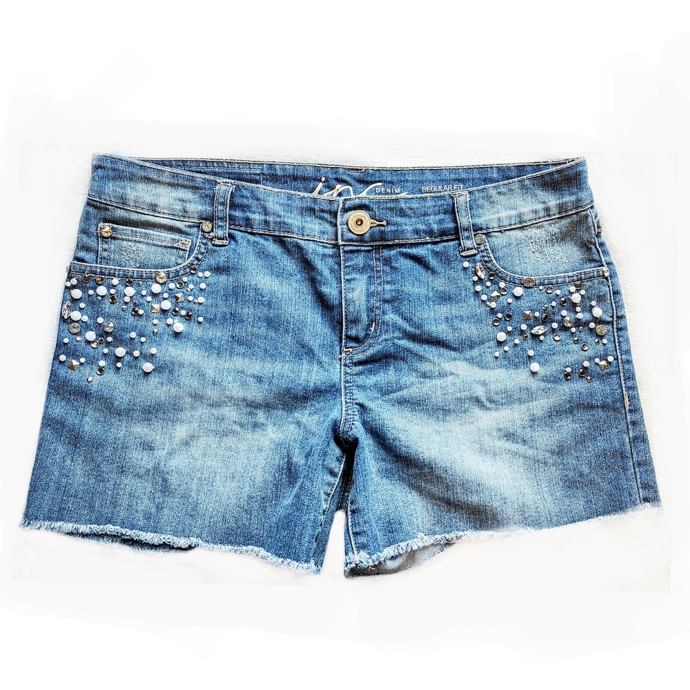 Inc Denim Embellished Jean Shorts